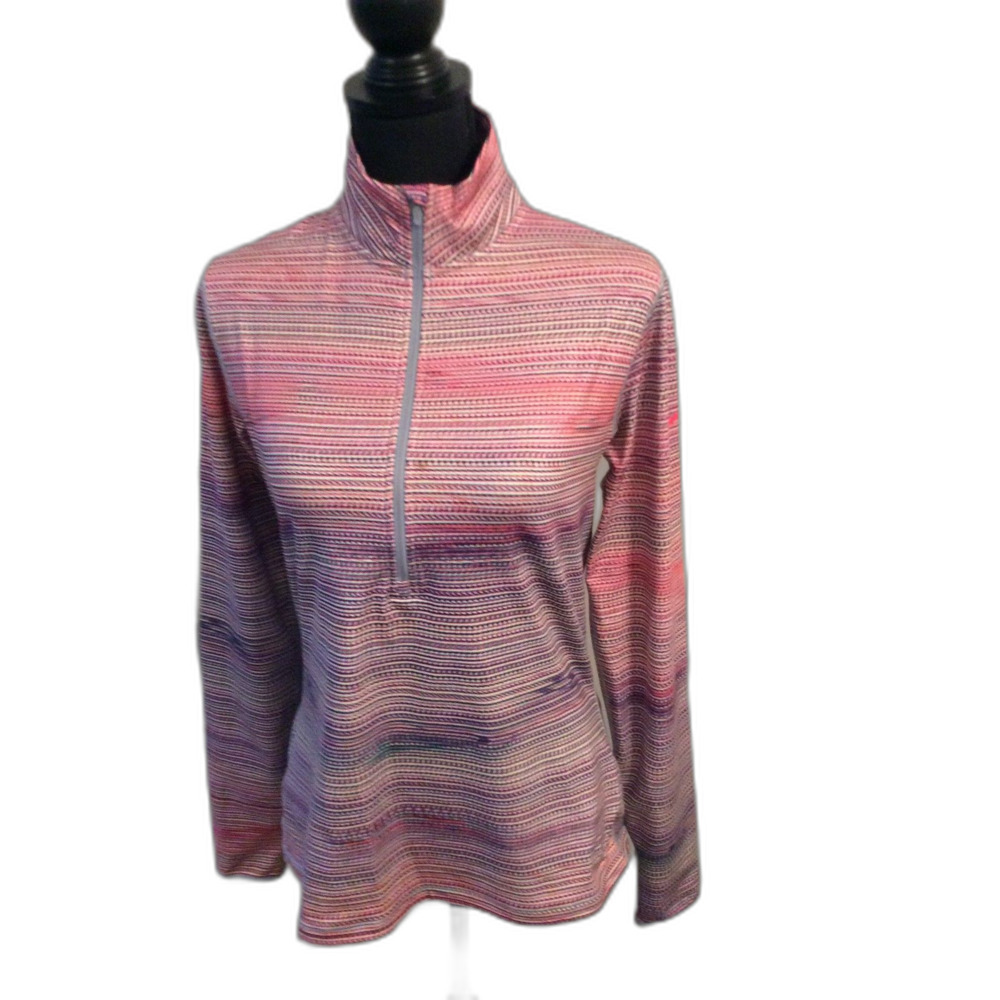 Nike 1/2 Zip Large L Dri Fit Pullover Mock Top pink Purple Thumb Hole